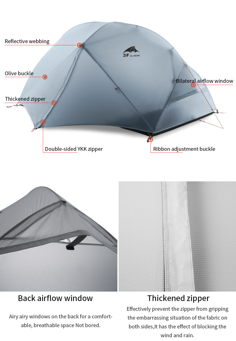 Cheap Goat Tents 3F UL GEAR 2 Person Camping Tent Ultralight Kamp Tents tenda tente barraca de acampamento Tents 